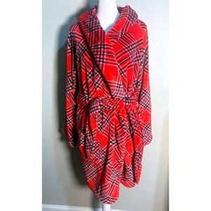 Victorias Secret Red Plaid Fleece Robe Cozy Loungewear XS/ S NWT